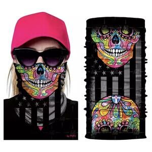 Tube Scarf Neck Warmer Face Mask Covering NEW Stretch Bandana Shield Skull Neon